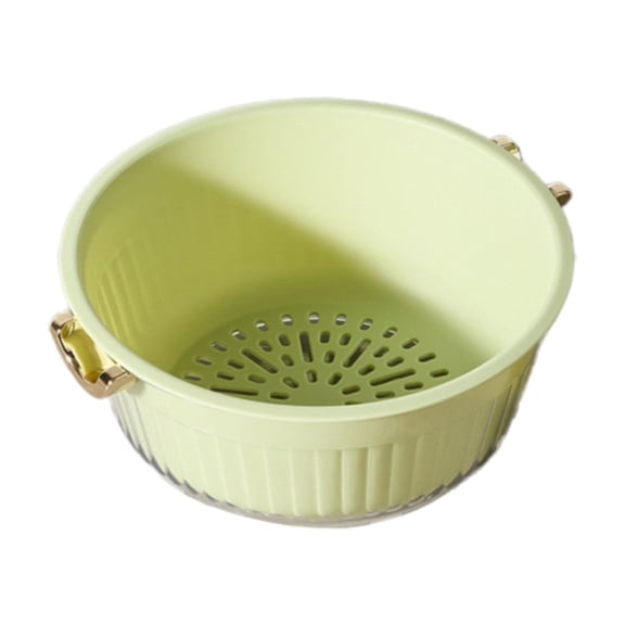 Fruit Basket for Kitchen, Ongmies Kitchen Bowl Set 2 in 1 Fruit Vegetable Washing Food Strainers Large Plastic Double Layered Strainer Basket for Pasta Spaghetti Berry Colander for Kitchen, Green2