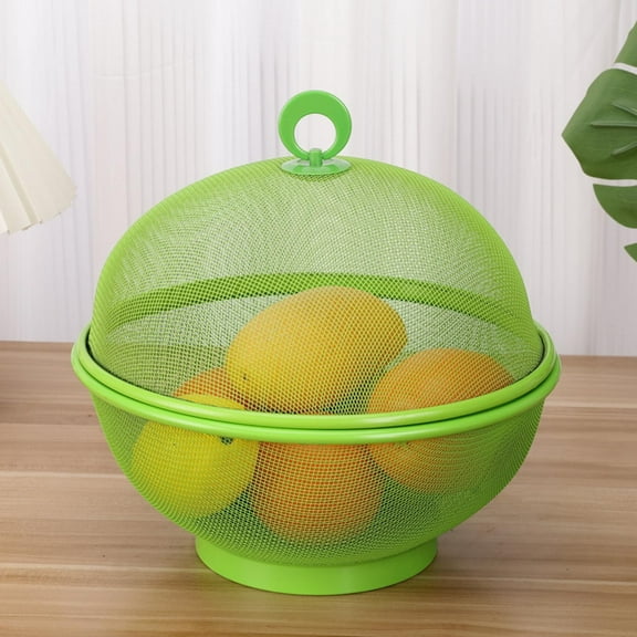 Fruit Basket With Lid - Fruit Basket,Decorative Fruit Bowl Metal Wire Basket Covered Fruit Bowl Strainer For Fruits Vegetables Fruit Display Stand Keeps Flies Out,Green