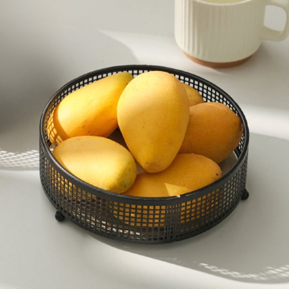 Fruit Basket Storage Rack, Iron Snack Tray Candy Holder, Decorative Round Fruit Tray for Kitchen, Dining Table, Living Room, Coffee Table, Party and Daily Home Organization