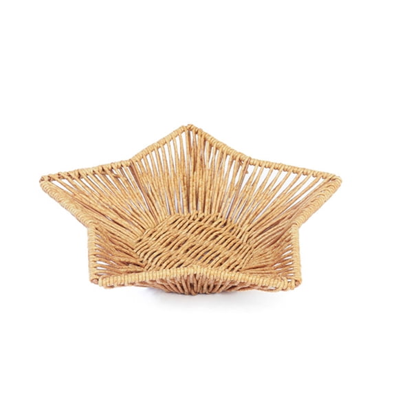 Fruit Basket Woven Bowl Snack Basket Draining Basket Imitation Rattan Storage Bowl Home Decor Organizer Tray for Living Room Coffee Table Bedroom Desk Fruit Snack Storage Decoration