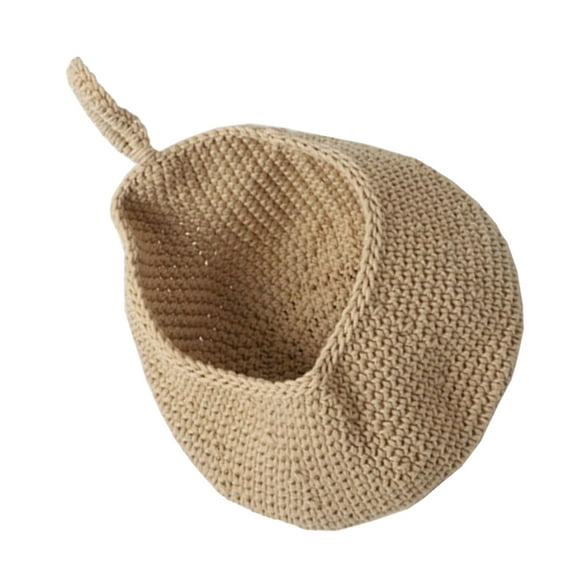 Handcrafted Woven Fruit Basket with Hanging Storage Hamper, Metal Keyring, Rattan Bowl Organizer & Display Stand