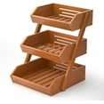 thumbnail image 1 of Fruit Basket for Kitchen, 3-Tier Fruit Bowl for Kitchen Counter, Vegetable Storage Stand for Fruit Shop, 15 mm Thickness, Brown, 1 of 15