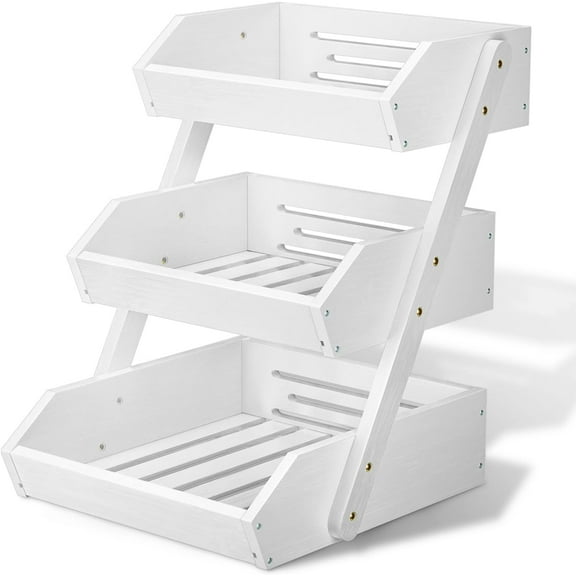 Fruit Basket for Kitchen, 3-Tier Fruit Bowl for Kitchen Counter, Vegetable Storage Stand for Fruit Shop, 15 mm Thickness (WHITE)