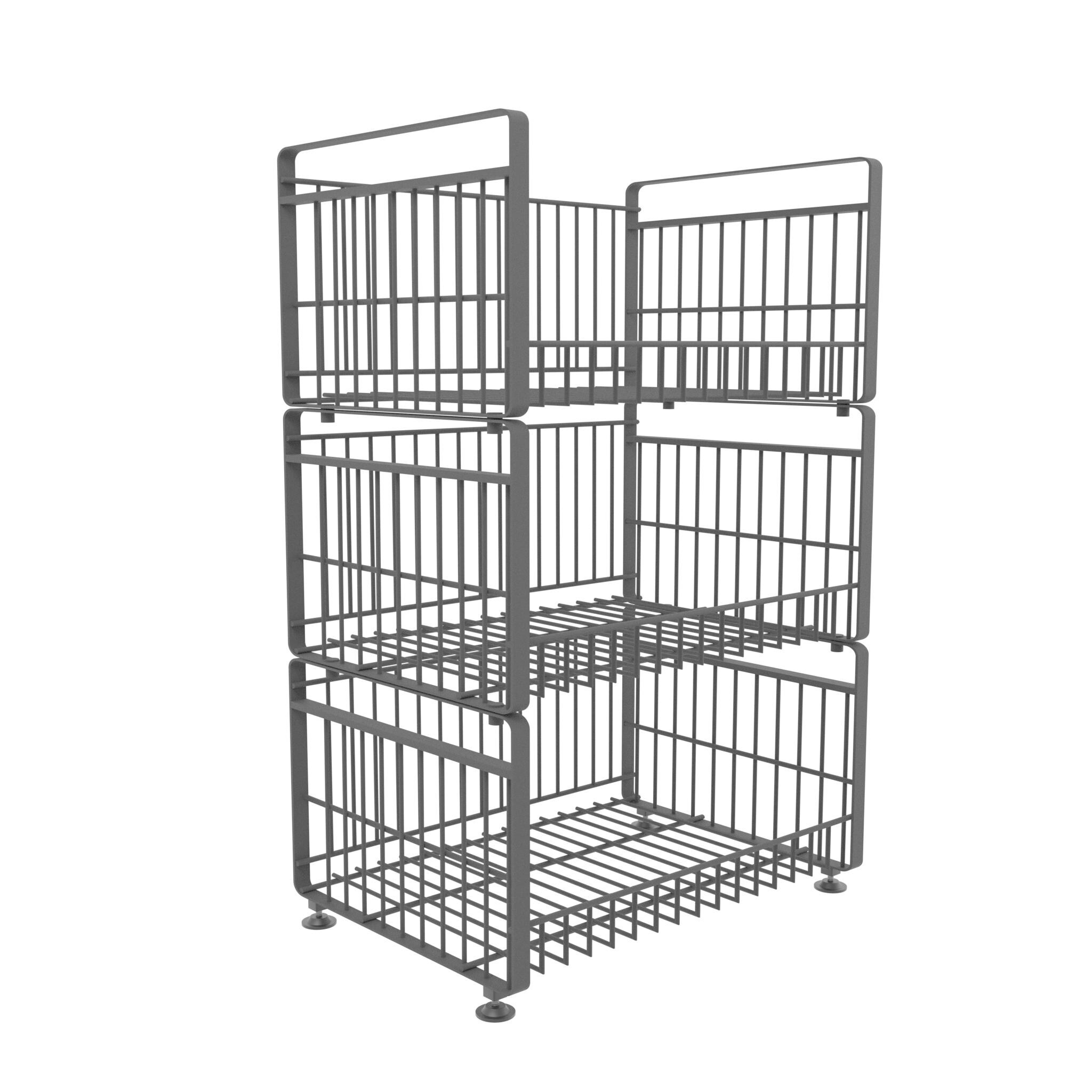 Fruit Basket with 4 Removable Banana Hangers 3 Tier Black