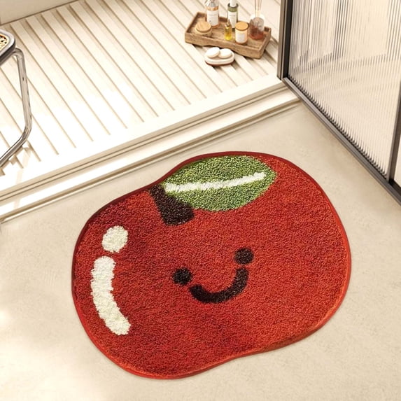 Fruit Bath Mat 40x60cm, Lovely Absorbent Bathroom Carpet for Children, Soft Microfiber Fast Dry Floor Rug, Non-Slip Backing for Safety Cute Fruit Pattern for Childs Room Bathroom Entrance Decor