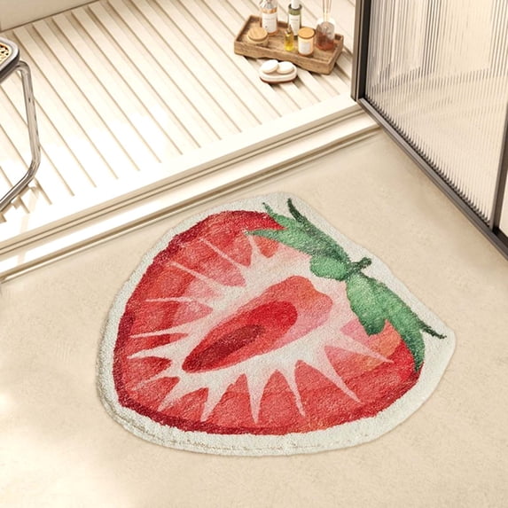 Fruit Bath Mat 40x60cm, Lovely Absorbent Bathroom Carpet for Children, Soft Microfiber Fast Dry Floor Rug, Non-Slip Backing for Safety Cute Fruit Pattern for Childs Room Bathroom Entrance Decor