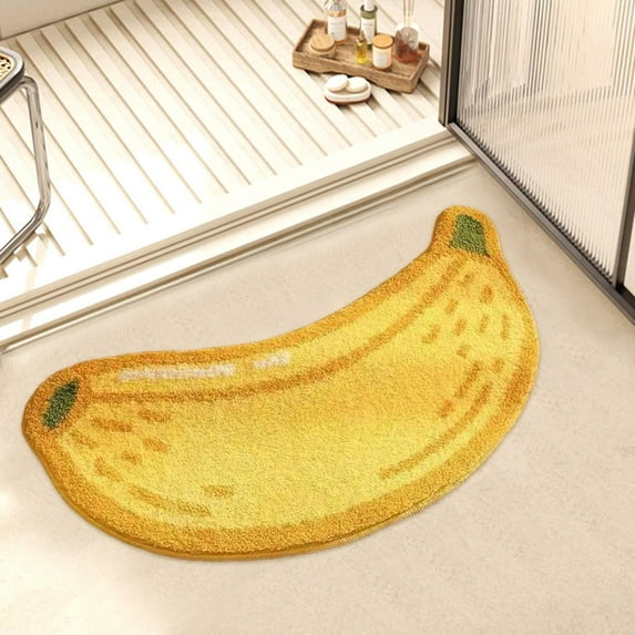 Fruit Bath Mat | Soft Absorbent Microfiber Rug for Kids & Bathroom | Cute Fruit Pattern | Non-Slip Lightweight Fast Drying | Machine Washable Carpet | 40x60cm | Great for Home Use