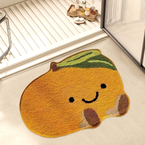 Fruit Bath Rug, Non Slip Absorbent Microfiber Bath Mat, Fast Drying Soft Kids Bathroom Carpet for Children's Room, Shower Tub Floor Mat