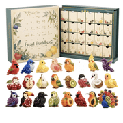Fruit Bird Christmas Advent Calendar, 24 Days 2D Acrylic Ornaments Countdown Calendar, Cute Fruit-Shaped Bird Hanging Decorations, Nature Themed Xmas Tree Pendant Gift for Collectors