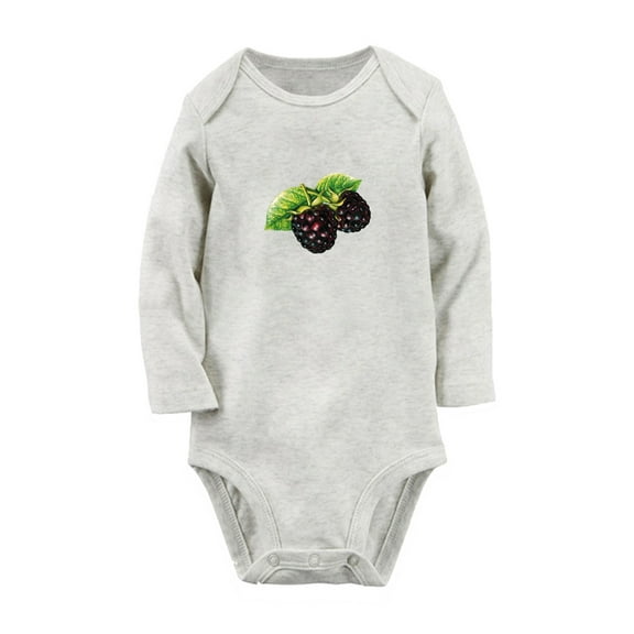 Fruit Blackberry Image Print Cute Rompers, Newborn Baby Unisex Bodysuits, Infant Jumpsuits, Toddler 0-12 Months Kids Long Sleeves Oufits (Gray, 6-12 Months)