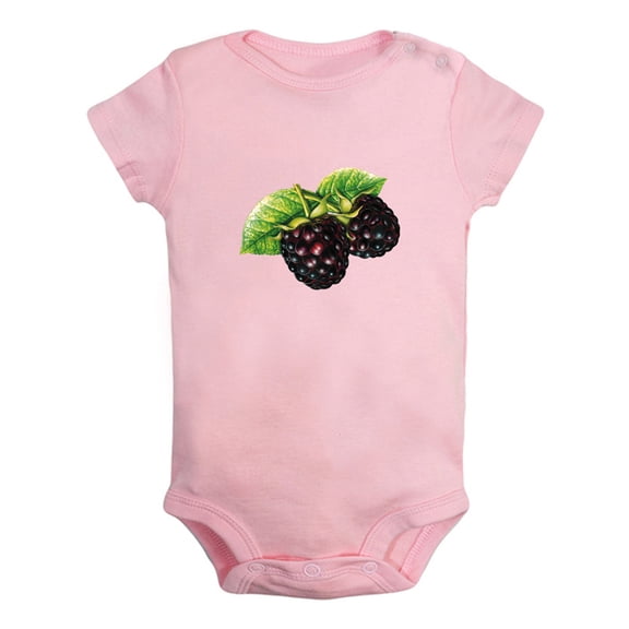 Fruit Blackberry Image Print Rompers For Babies, Newborn Baby Unisex Bodysuits, Infant Jumpsuits, Toddler 0-24 Months Kids One-Piece Oufits (Pink, 6-12 Months)
