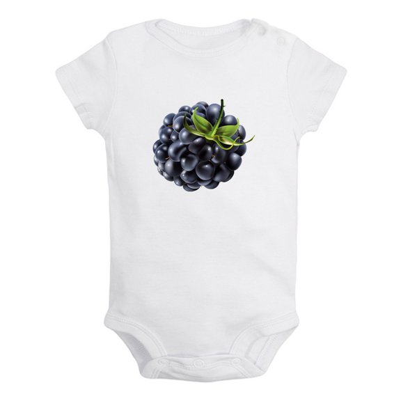 Fruit Blackberry Image Print Rompers For Babies, Newborn Baby Unisex Bodysuits, Infant Jumpsuits, Toddler 0-24 Months Kids One-Piece Oufits (White, 0-6 Months)