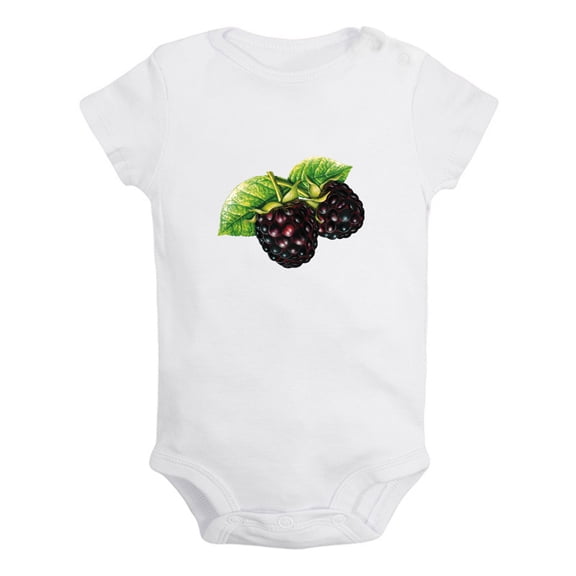 Fruit Blackberry Image Print Rompers For Babies, Newborn Baby Unisex Bodysuits, Infant Jumpsuits, Toddler 0-24 Months Kids One-Piece Oufits (White, 6-12 Months)