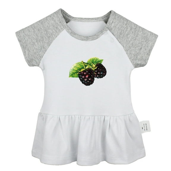 Fruit Blackberry Pattern Dresses For Baby, Newborn Babies Skirts, Infant Princess Dress, 0-24M Kids Graphic Clothes (Gray Raglan Dresses, 0-6 Months)
