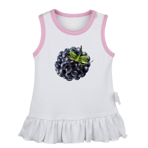 Fruit Blackberry Pattern Dresses For Baby, Newborn Babies Skirts, Infant Princess Dress, 0-24M Kids Graphic Clothes (White Sleeveless Dresses, 0-6 Months)