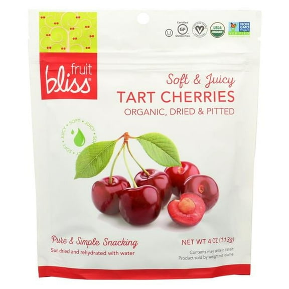Fruit Bliss 4 oz Organic Tart Dried Cherries - Pack of 6