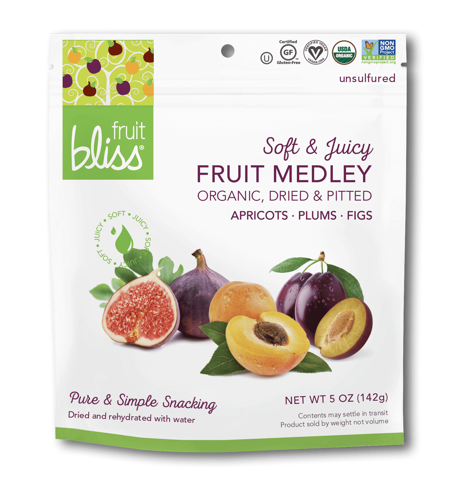 Fruit Bliss Organic Fruit Snacks Fruit Medley 5 oz Pack of 4