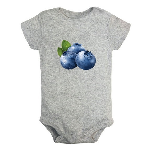 Fruit Blueberries Image Print Rompers For Babies, Newborn Baby Unisex Bodysuits, Infant Jumpsuits, Toddler 0-24 Months Kids One-Piece Oufits (Gray, 0-6 Months)