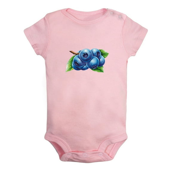 Fruit Blueberries Image Print Rompers For Babies, Newborn Baby Unisex Bodysuits, Infant Jumpsuits, Toddler 0-24 Months Kids One-Piece Oufits (Pink, 6-12 Months)