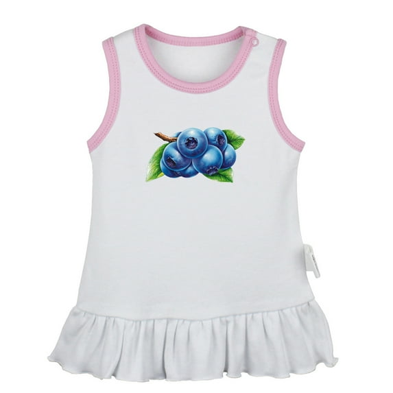 Fruit Blueberries Pattern Dresses For Baby, Newborn Babies Skirts, Infant Princess Dress, 0-24M Kids Graphic Clothes (White Sleeveless Dresses, 12-18 Months)