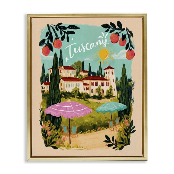 Fruit Bordered Tuscany Gold Framed Floater Canvas Wall Art, design by Yen