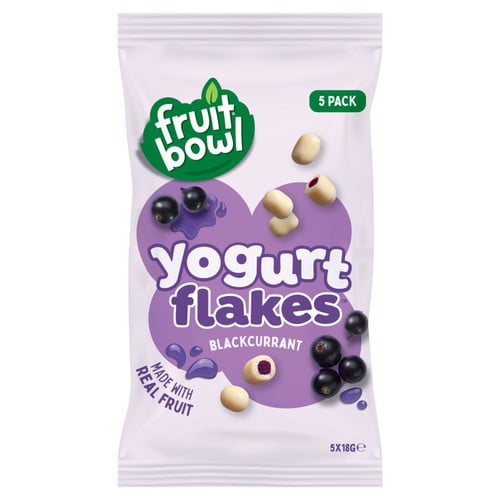 Fruit Bowl Blackcurrant Yogurt Flakes 5 x 18g, British Import (Pack of 3)