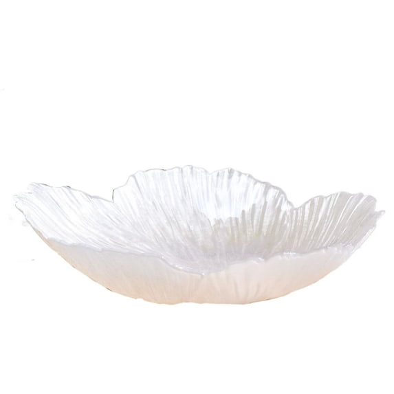 Fruit Bowl,Flower-Shaped Fruit Tray,Glass Serving Bowl,Fruit Bowl Plate,Table Plate Dinner Fruit Bowl, For Fruit, Snack, Dessert, Candy WHITE SMALL