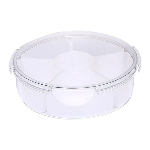 Divided Serving Tray with Lid, Fruit Platter, Dienrx Veggie Tray with Lid 4/6 Compartments Divided Snack Box Container Serving Platter Snack Desserts Fruit Tray Meal Prep Fridge Organizer