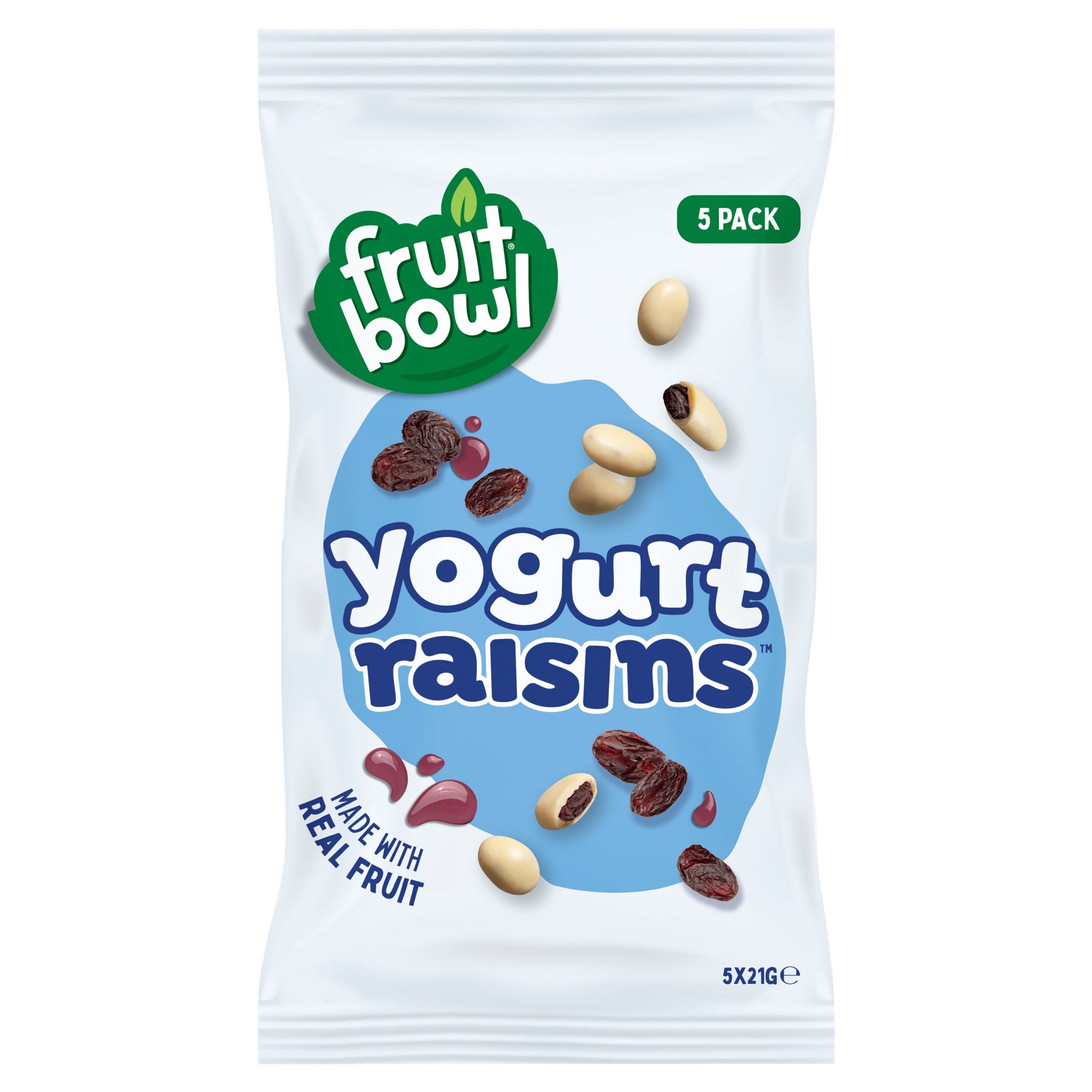 Fruit Bowl Juicy Yogurt Raisins 5 x 21g, Imported from Britain