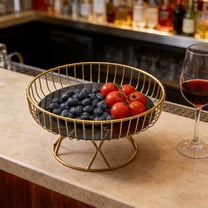 Fruit Bowl Metal Snack Tray Creative Iron Fruit Basket Geometric Serving Tray for Living Room Coffee Table Home Decor Candy Dish Nut Bowl Decorative Centerpiece Black White