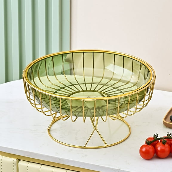 Fruit Bowl Pedestal Bowl, Decorated Fruit Tray with Golden Accent, Multi-functional for Kitchen Dining Table, Sturdy Material, Home Decor, for Fruits Vegetables Snacks