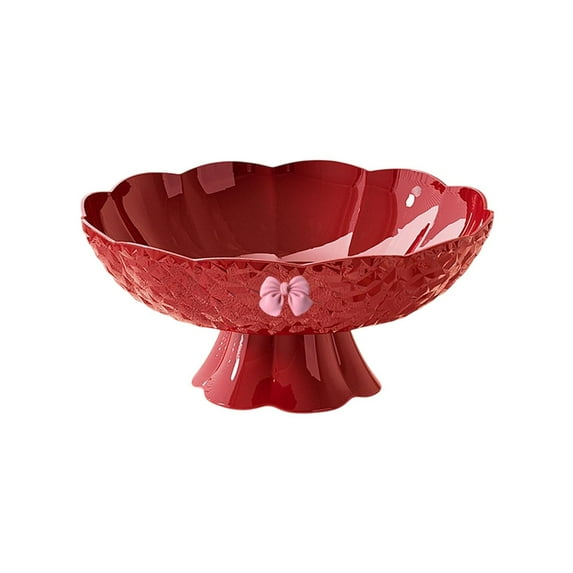 Fruit Bowl for Kitchen Counter, Decorative Bow Footed bowl, Modern Fruit Stand for Home Living Room Decor (Red)