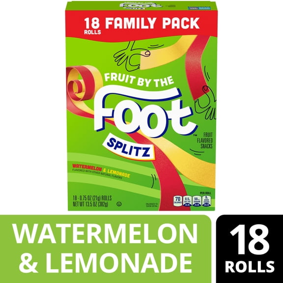Fruit By The Foot Splitz, Watermelon and Lemonade, Family Pack, 18 Rolls, 13.5 oz