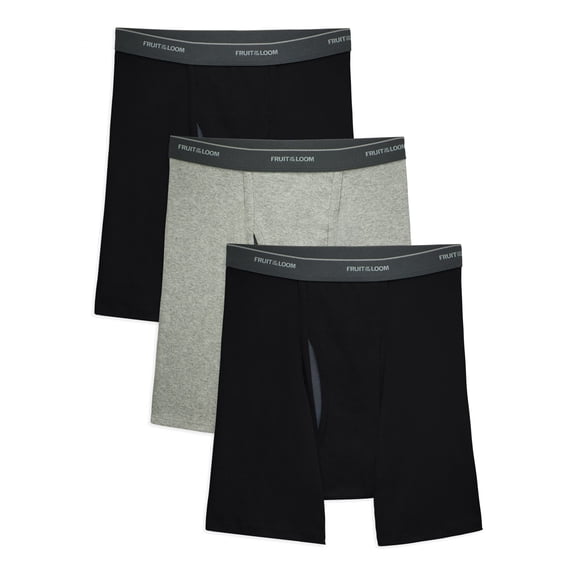 Fruit By The Loom Men's Coolzone Fly Black/Grey Boxer Brief - 3 Pack, Small