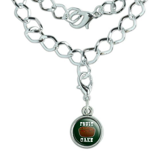 Fruit Cake Silver Plated Bracelet with Antiqued Charm
