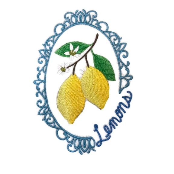 Fruit Cameo - Lemons [Custom and Unique] Embroidered Iron on/Sew Patch (5.25" x 7.64") [Made in USA]