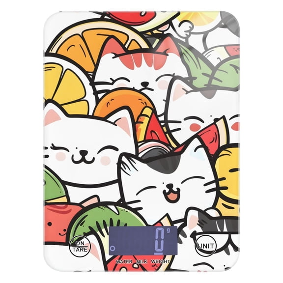 Fruit Cats Food Scale Digital Kitchen Scale Waterproof Tempered Glass Tare Function 11 lb for Baking Cooking Meal Prep