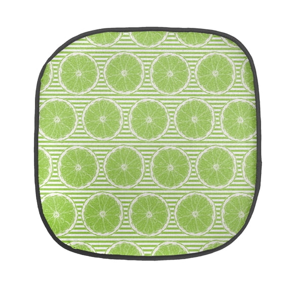 Fruit Chair Seating Cushion, Continuous Pattern with Round Slices of Lime Citrus Food on Thin Stripes, Soft Seat Pads for Office with Anti-slip Backing, 16"x16", Lime Green and White, by Ambesonne