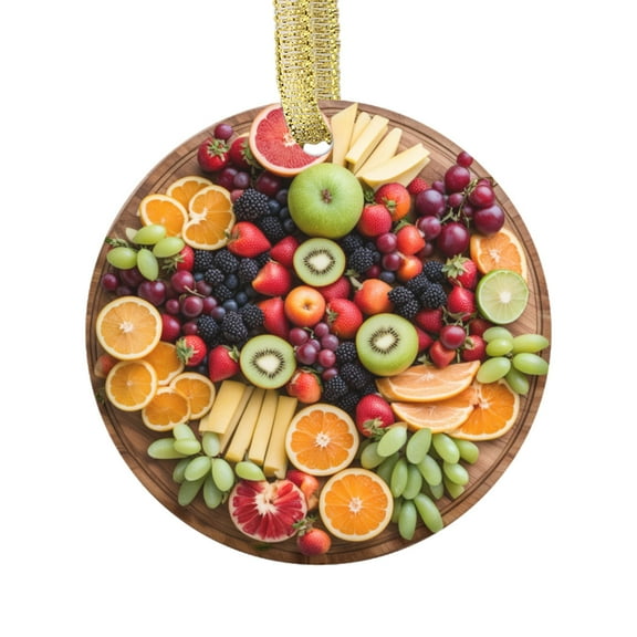 Fruit Charcuterie Board Fruits Food Lovers Foodie Novelty Holiday Christmas Ornament Xmas Tree Gift (Flat Design Printed on Ceramic, NOT 3D)