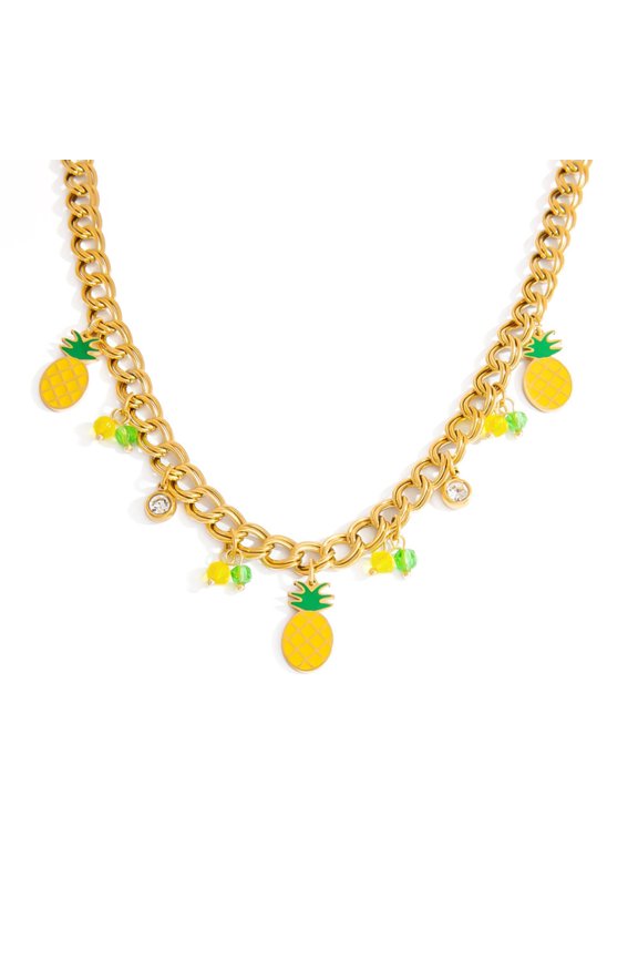 Fruit Charm Women Necklace Stainless Steel Sweater Chain Nature inspired Jewelry