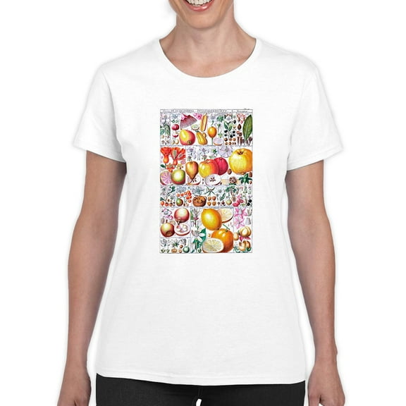 Fruit Chart. T-Shirt Women -Vision Studio Designs, Female Large