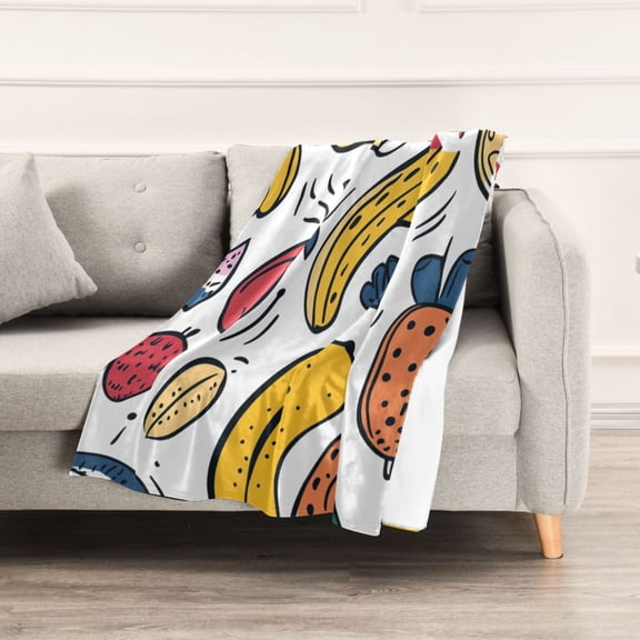 Fruit Chart White Background Throw Blanket 60" x 90" Soft and Warm Blankets for Couch Sofa and Bed