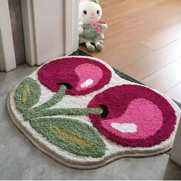 Fruit Cherry Bath Mat Bathroom Rugs 20" x 32"- Cute Mats Farmhouse Bath Rug Fluffy Rug Non Slip Water Aabsorbent Shower Mat Floor Door Mat Kitchen Mat Christmas Home Decor