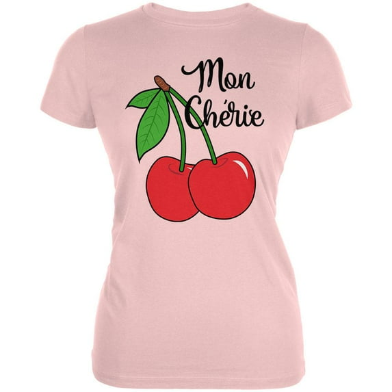 Fruit Cherry Mon Cheri My Darling Juniors Soft T Shirt Blush Pink SM