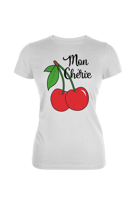 Fruit Cherry Mon Cheri My Darling Juniors Soft T Shirt White LG