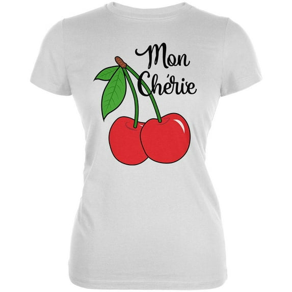 Fruit Cherry Mon Cheri My Darling Juniors Soft T Shirt White SM