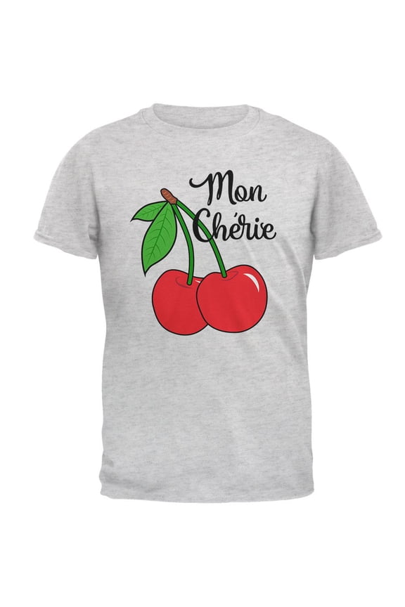 Fruit Cherry Mon Cheri My Darling Mens T Shirt Light Heather Grey LG