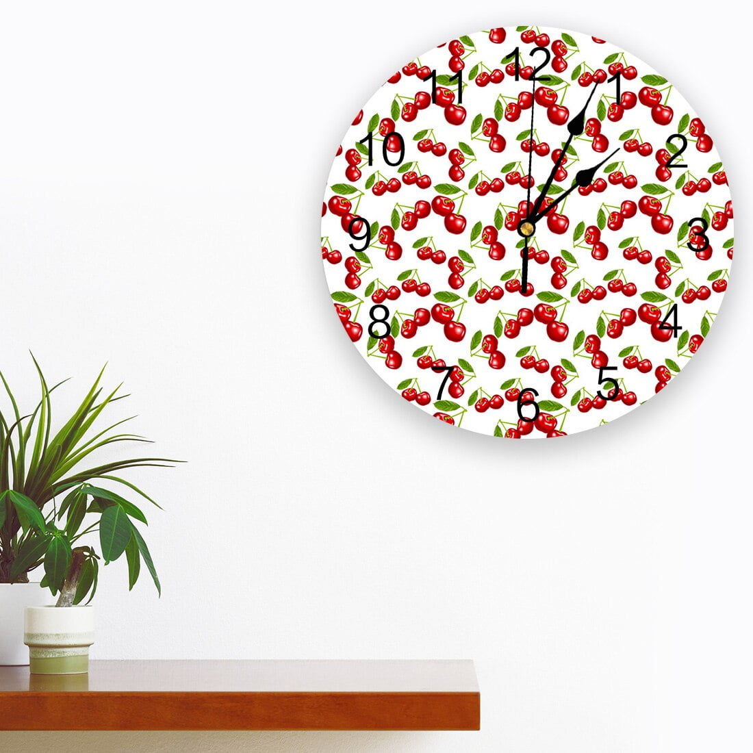 Fruit Cherry Wall Clock Bedroom Silent Wall Digital Clock Living Room Decor Wall Clock Modern