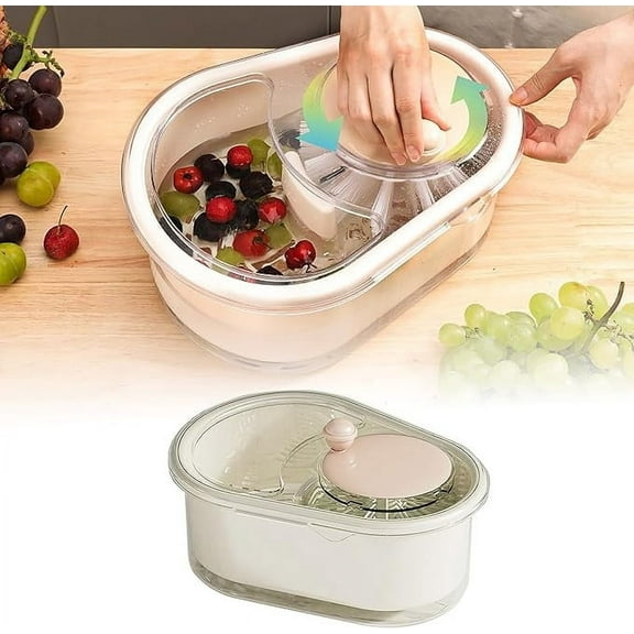 Fruit Cleaner Spinner,Portable Fruit Cleaner Bowl,Efficient Rotary Fruit and Vegetable Wash with Brush, Manual Fruit Washer Spinner with Lid Compact Easy-to-Use Kitchen Appliance Fruit Cleaner Spinner