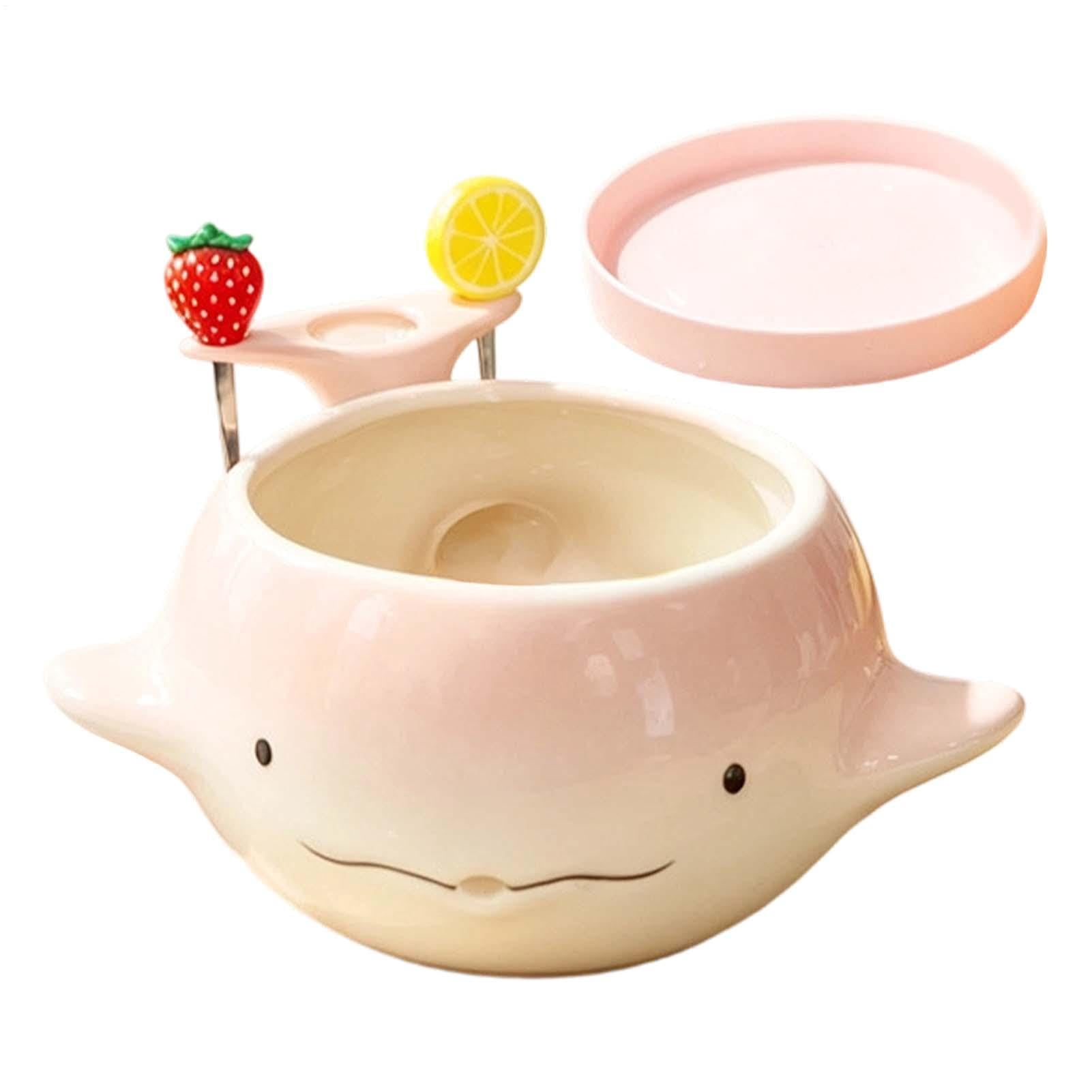 Cute Container House Fruit Cleaning Bowl Ceramic Container, Forks Tray Strainer, Whale ...